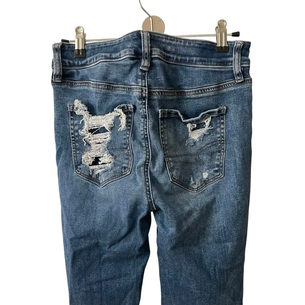 American Eagle 4 Regular HiRise Jegging Distressed Next Level Stretch - Picture 6 of 8